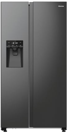 Hisense RS5P535NTFE Side-By-Side Kühl-Gefrier-Kombination, 376 Liter Kühlteil, 190 Liter Gefrierteil, Total NoFrost, Multi AirFlow, FastFreeze, Energieeffizienzklasse E, 178,6cm x 91,5cm, schwarz