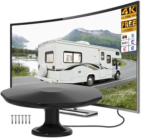 Antenne TV Intérieur TNT Puissante, Antenne TV Exterieure Puissante de Signal à Gain Élevé, Antennes TNT Exterieur, Antenne Omnidirectionnelle TNT pour Camping Car, Caravane, Fourgon, Camion, Bateau