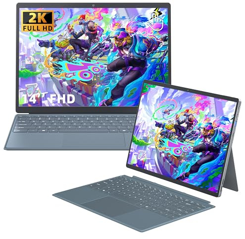 Svikou 14 2-in-1 Laptop Tablet, In tel N95 Up to 3.4GHz, 512GB NVME SSD 16GB RAM, 2K FHD IPS Touchscreen, Win 11 Pro PC, Detachable Keyboard, Stylus Pen Support, Ultra-Portable for Business & Student