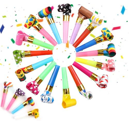 HSLPSM 20 Stück Tröte, Trötren, Kinder Jubel Partytröten, Tröte Fan Fußball, Kindergeburtstag Luftrüssel, Lustige Spielzeuge für Neujahr Geburtstag Party, Graduierung, Weihnachten (Farbig Gemischt)