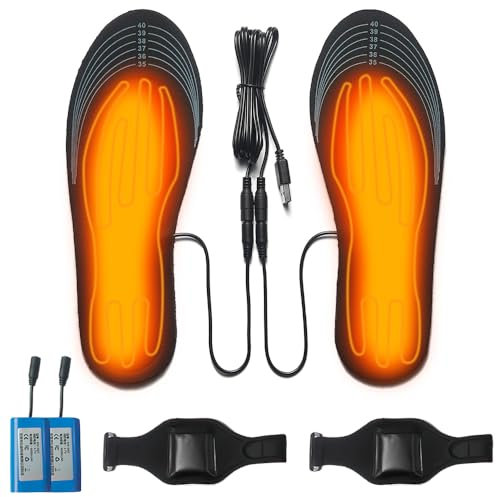 OBEST Elektrisch Beheizte Einlegesohlen für Frauen Männer, Wiederaufladbare Einlegesohlen mit Einstellbarer Größe, Fußwärmer mit 8000mAh Batterie für Langes Sitzen, Camping, Jagd, Angeln