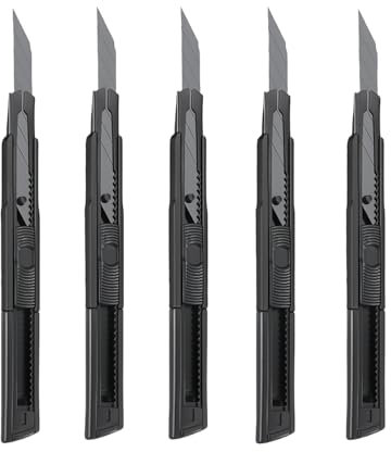 OhanaBeach®taglierinoSet da 5 pezzi.Per tagliare carta e cartone, tagliacarte professionale, coltello multiuso retrattile, coltello per tappeti, coltello multiuso