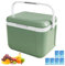 Hard Cooler 5L Insulated Cooler Box with 6 Ice Pack PU Camping Picnic Refrigerator Ice Bucket with Handle Heavy Duty Portable Box for Drinks Food Camping Car, Green