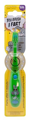Fartbrush – Kids’ Toothbrush with Hilarious Fart Sounds | Encourages Brushing with Fun Noises | Soft Bristles, 1-Min Timer, Perfect for Toddlers & Children (Green Rabbit, One Size)