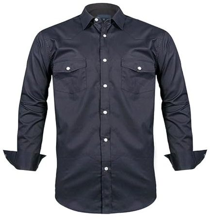 Rankitutu Chemises western pour hommes avec boutons-pression - Coupe regular fit - Manches longues à carreaux - Décontractées, L