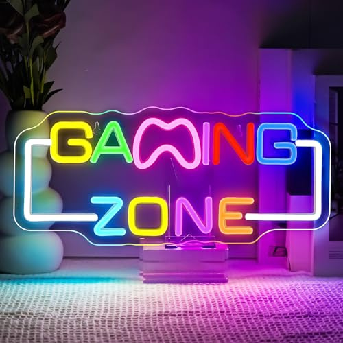 SIGNSHIP Gaming Zone Neon Led,Game Luces Neon, Letrero Led Decoración De Pared Para Sala De Juegos,Zona De Juegos,Cueva Del Hombre,Sala De Juegos Para Niños,Regalo Para Niños