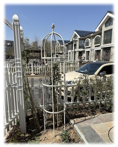 Treillis obélisque de jardin 1,8 m 2,8 m 3. - Support en métal pour plantes grimpantes - Colonne décorative autoportante pour roses et fleurs - Résistant aux intempéries (couleur : blanc)