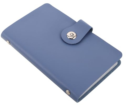 OFFSCH Classeur Protection Optimale Bleu avec Budgétaire Plusieurs Compartiments en Pu Collecte D'argenté, Organiseur Compact pour Bureau et Domicile