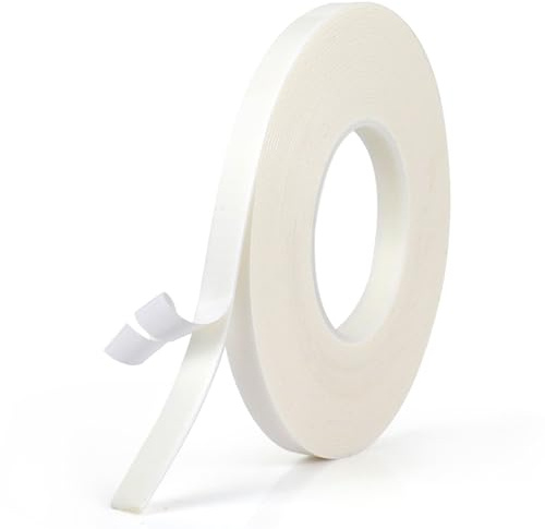 BOMEI PACK Ruban en mousse PE - 1,5 mm d'épaisseur - Ruban adhésif double face - Haute adhérence - Amortissant - Pour artisanat, bureau à domicile - Blanc (1,5 mm x 12 mm x 10 m)