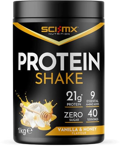 SCI-MX Protein Shake • Vanilla + Honey Flavour • 1kg • 21g Protein per Serving • Vegan Protein Powder Made from Soy Isolate • Zero Sugar • 9 Essential Amino Acids • Plant-Based Formula