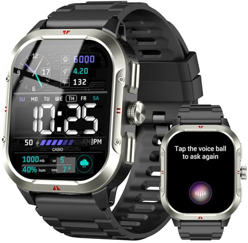 Smartwatch Uomo con GPS, 2.06 HD Orologio Smartwatch Uomo Chiamate Bluetooth, Cardiofrequenzimetroi/Sonno/SpO2/Contapass, 100+ Sportive Smart Watch, IP68 Impermeabil Fitness Tracker per iOS Android