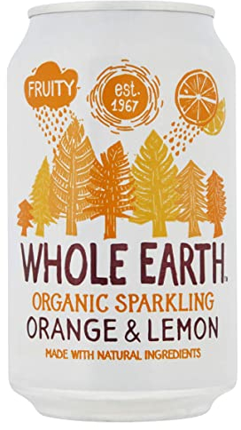 Whole Earth Organic Lightly Sparkling Orange & Lemon, 24x 330 ml, Lightly Fizzy Fruity Soft Drink with 100% Natural Ingredients, No Added Refined Sugar,Vegetarian & Vegan, Multi Pack
