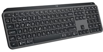 Logitech MX Keys S PLUS Wireless Keyboard, Low Profile, Fluid Quiet Typing, Programmable Keys, Backlighting, Bluetooth, USB C Rechargeable, Windows PC, Linux, Chrome, Mac, QWERTY UK English - Graphite