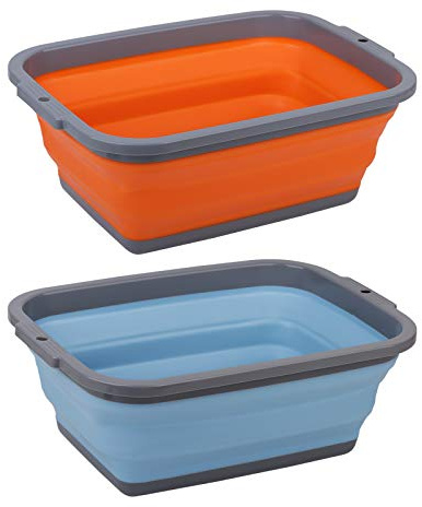 2 Pack Collapsible Sink with 2.25 Gal / 8.5L Each, Foldable Dish Tub for Washing Dishes, Camping, Hiking and Home, Portable Washing Basin