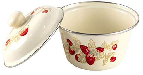 Cabilock Soupière Rétro Style émail Bol Couvercle en Terre Cuite D' Pot Aléatoire Motif La Saladiers De Fruits
