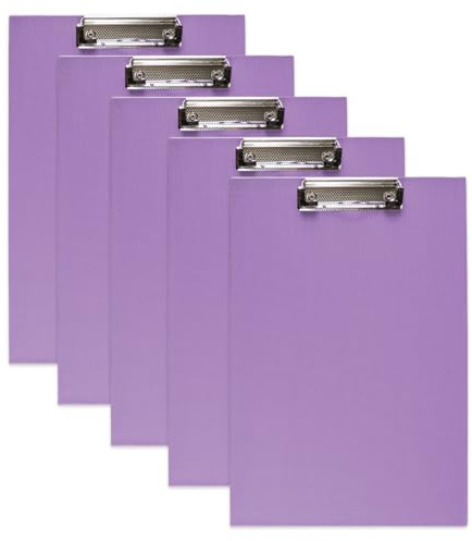 10 Stück DIN A4 Klemmbretter Schreibbrett Schreibunterlage Klemmmappe Schreibplatte (Lila)