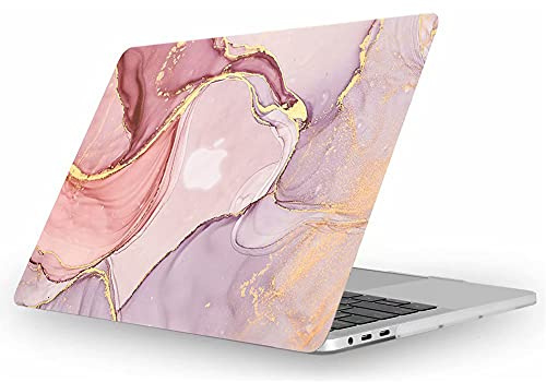 Fancity Kompatibel med MacBook Pro 13 tum fodral 2020 2021 2022, M2 M1 A2338 A2289 A2251 A2159 A1989 A1706 – plast hårt skal kompatibelt med MacBook Pro 13 med Touch Bar 2016-2022, marmor Rosa