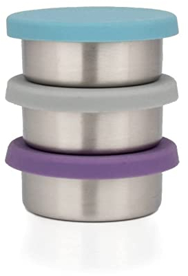 Moonmoon Mini-Soßentöpfe für Dressing, Dips, Saucen, Hummus und Baby-Entwöhnung, auslaufsichere Dressing-Töpfe aus Edelstahl mit Silikondeckel, umweltfreundliche Alternative zu
