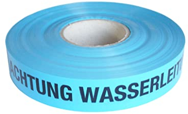 PremSecure Trassenwarnband Achtung Wasserleitung Warnband Trinkwasser Wasser Leitung Trassenband Trassierband 250m blau schwarz