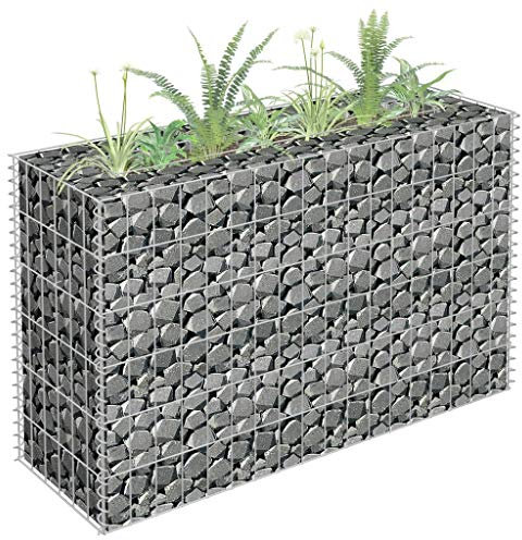 Tidyard Lit Surélevé à Gabion Acier Galvanisé, Idéal pour Créer Une Bordure Solide et Elégante pour Un Parterre de Fleurs/de Plantes dans Le Jardin/la Terrasse, 90x30x60 cm