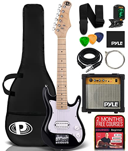 Pyle E Gitarre Kinder – Electric Guitar for Kids, Kindergitarre ab 4 Jahre, geeignet, um Gitarre zu Lernen Kinder Gitarre Elektrisch mit Gitarre Set: Gitarre Tuner, Tasche, Kabel, Picks, Saiten & Gurt