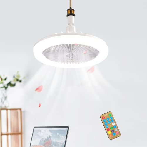 Lampadario con Ventilatore da Soffitto, E27 Ventilatore da Soffitto Con Luce e Telecomando, VentilatoreSoffitto con Luce Super Silenziosa, 3 Velocità, Luminosità, Memoria, Tempistica
