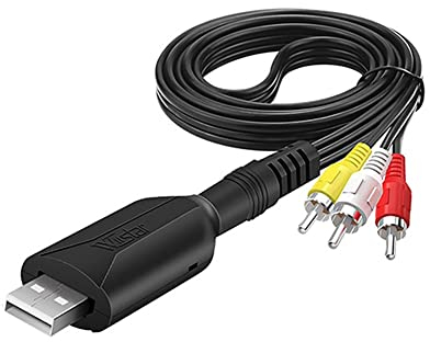 Jerilla Cable de Tarjeta de Captura de Vídeo USB2.0 RCA a USB Captura de Audio y Video Grabber Conversor VHS DVD AV a Digital para PC, Portátil, Windows XP/2000/7/8/10/Vista, Mac OS