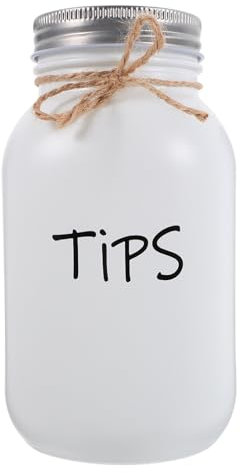 ifundom en Pot Mason Grand Pot De Banque De Pièces en Verre avec Couvercle À Fentes Pourboire Boîte D'épargne pour De Tombola 1000 ML Blanc