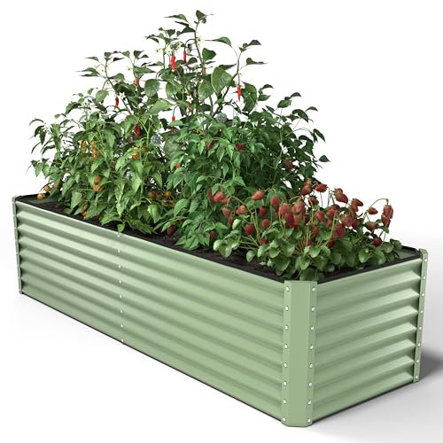 UNIGARDIA Hochbeet aus Metall 180x90x60 cm - Hochbeet-Kit für Gemüse und Kräuter - Rostfreie Hochbeete für Garten aus Premium Stahl - Min. 20 Jahre Lebensdauer - 60 cm Hoch Gemüsebeet, Salbeigrün