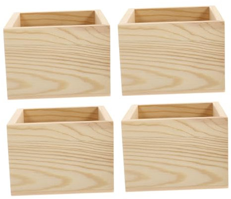 DIYEAH Cajas De Almacenamiento De Madera Con Cajones 4 Unidades Para Bodas Decoración Almacenamiento De Gadgets 10 X 10 X 7 Cm Madera Natural Seguras Resistentes Y Elegantes.