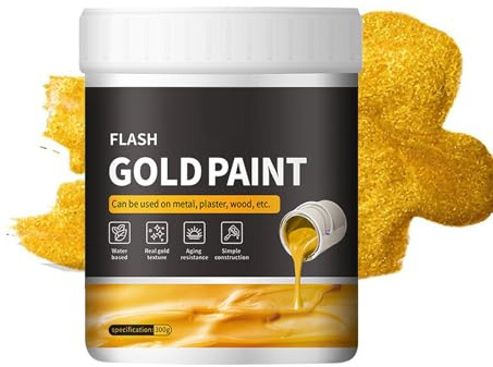 Filvczt Vernice oro liquido, 300 g, vernice metallizzata, con vernice dorata liquida, formula ad asciugatura rapida e lunga durata, 10 x 8 cm, per pittura, metalli, gesso, legno