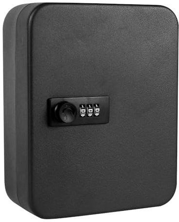 Fangxuee Armario Llaves con Combinación,20 Llaves,Caja para Llaves,Organizador Llaves con Cerradura para Montaje Pared,Caja Seguridad con Cerradura Armario Llaves Bloqueo de Código