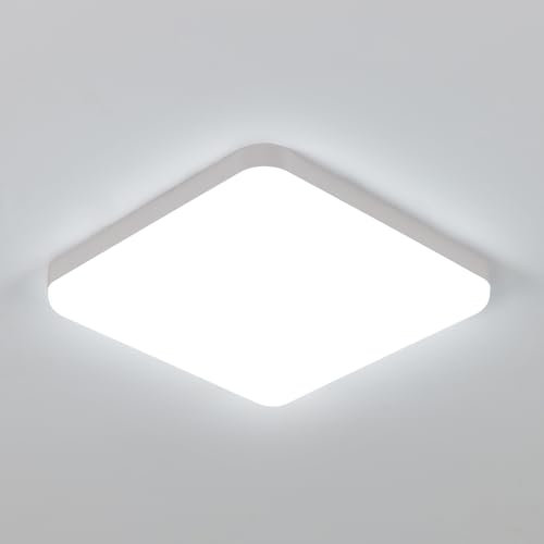 Comely LED Moderna lampada da soffitto, 32W 2400LM bianco freddo, IP54 impermeabile, Quadrato, Ultra Sottile LED plafoniera per bagno, cucina, balcone, corridoio, camera da letto,Ø25*3cm