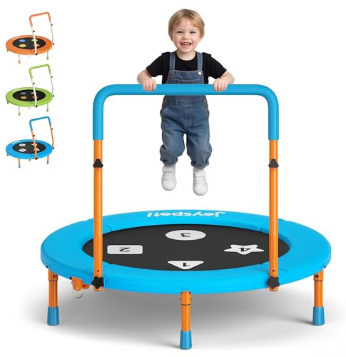 3FT Foldable Mini Kids Trampoline with Adjustable Handle, Max Load 100 lbs