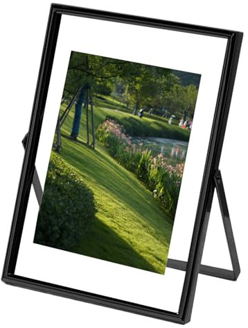 Cornice portafoto da tavolo – cornice flottante, 8 pollici, cornice per foto di famiglia galleggiante, cornice in metallo rotante, supporto per foto da 8 pollici trasparente