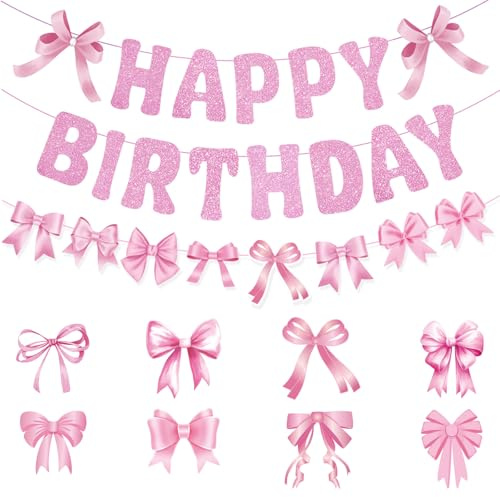 Dryxog 3 Pezzi Festoni Compleanno Decorazioni Bambina Buon Festoni Addobbi Prima Comunione Bambina Festa Decorazioni Festa Addobbi Per Feste di Farfalle Decorative Rosa Rose Anni Cuoricini