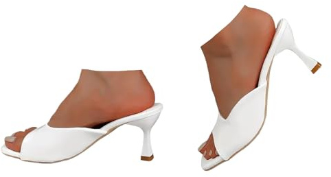 Pumps damskor höga klackar elegant fyrkantigt huvud kvällsskor med kattunge klack öppen tå sommarskor bekväma klackskor för bröllop, fester och vardag