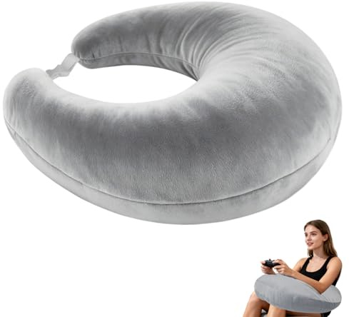 PYserne Crealis Coussin ergonomique en tricot, coussin au crochet pour lit et canapé, coussin d'accoudoir, compact, pour la lecture, le crochet, le travail, gris