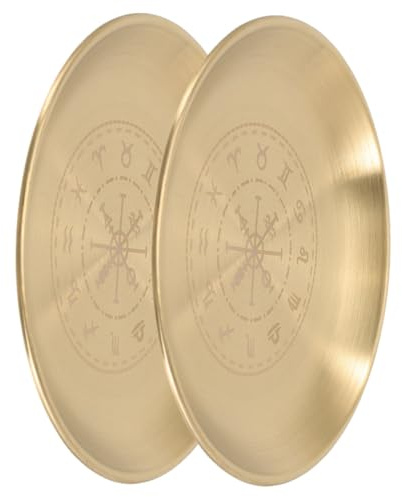 Cabilock 2 Piezas Bandeja de Altar de Metal para Velas y Joyas Soporte para Anillos y Pulseras Organizador Versátil para Mesa de Noche Decoración Ritual de Tarot y