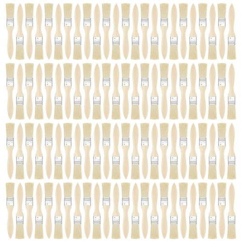 INTERWARM 180Pcs Chip Paint Brushes Bulk, 17.4x2.3cm Bristle Paint with Wooden Handles Household Bristle Brushes for Drawing Staining Basting Dyeing Applying Glues Primer Oil Paint Art Crafts