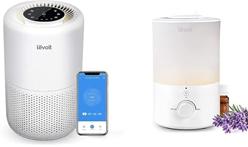LEVOIT Humidifier & Smart Air Purifier Combo, 3L Top Fill Cool Mist Humidifier with Night Light & Essential Oil Diffuser for Home, Nursery, Plants, Plus Core 200S HEPA Air Purifier 70m² with WiFi