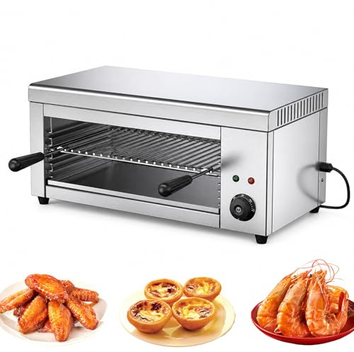 RUODATONLY 2000W Salamandra griglia – fonditore per Formaggio Elettrico salamandra da 122-572°F, Regolabile in Altezza su 4 Piani, per Cucina Commerciale, da banco e a Parete