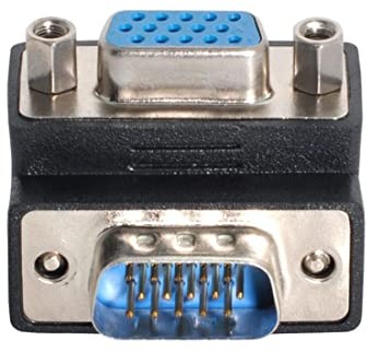 chenyang VGA Anschlüsse, VGA SVGA D-Sub HDB15Pin Stecker auf Buchse 90 Grad nach unten abgewinkelter Gender Changer Video Graphics Array-Anschlussadapter für Monitor/Projektor/Grafikkarte