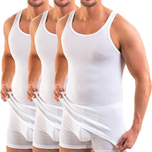 HERMKO 3000 Cannottiera a Coste da Uomo 100% Cotone, Testata tossicologicamente, Canotta Intima Top Sportivo Franco Fabbrica - Confezione da 3 Pezzi, Farbe:Bianco, Größe Herren:6 (XL)