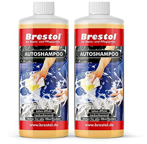Brestol Autoshampoo 2x 1000 ml Konzentrat - Autowäsche Abperleffekt Abperl-Effekt geeignet für Foam Master Schaumsprüher Schaumsprühgerät oder manuelle Fahrzeugwäsche