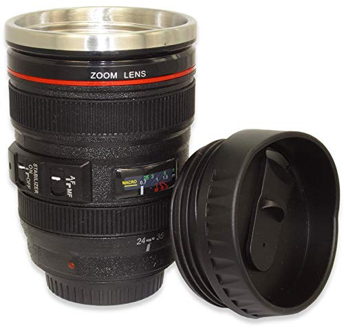 mtb more energy Becher to-Go ''Paparazzis Best Friend'' mit Deckel - 0,4l - Edelstahl-Einsatz - Kamera Linse Objektiv Kaffee Tasse Thermo