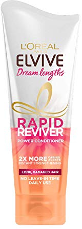 L'Oreal Paris Elvive Dream Lengths Rapid Reviver Power Conditioner, Nourishing & Strengthening Treatment, Enriched with Castor Oil, For Long, Damaged Hair 180ml