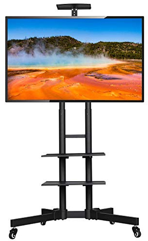 Yaheetech Soporte TV Pie Ruedas para Televisiones de 32-75 Pulgadas de Plasma/LCD/LED con 2 Bandejas Altura Ajustable 110-160 cm Soporte TV Suelo Mueble hasta 50Kg Máx VESA 600x400mm