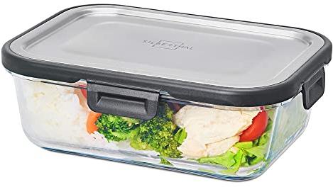 SILBERTHAL Frischhaltedose Glas 1L- mit Edelstahl Deckel - Luftdicht - Auch als Set erhältlich