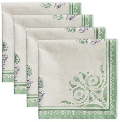 Maison d'Hermine Set di 4 tovaglioli di stoffa, 100% cotone, riutilizzabili, quadrati, lavabili, per cene, feste, matrimoni, ristoranti, Primavera Estate (Jardin Du Roy, 45 cm x 45 cm)